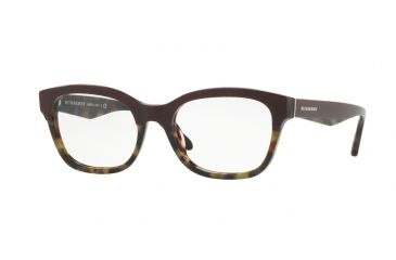 Image of Burberry BE2257F Progressive Prescription Eyeglasses 3651-53 - Top Bordeaux/green Havana Frame
