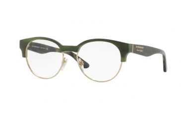 Image of Burberry BE2261 Progressive Prescription Eyeglasses 3659-50 - Striped Green/light Gold Frame
