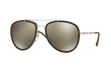 Image of Burberry BE3090Q Single Vision Prescription Sunglasses BE3090Q-10525A-58 - Lens Diameter 58 mm, Frame Color Brushed Gold/mt Dark Havana