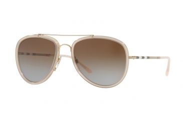 Image of Burberry BE3090Q Single Vision Prescription Sunglasses BE3090Q-1246T5-58 - Lens Diameter 58 mm, Frame Color Brushed Gold/pink