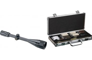 Image of Bushnell Banner 6-18x50 Matte Black Multi-X Reticle Rifle Scope 616185 and Hoppes Deluxe Gun Cleaning Accessory Kit
