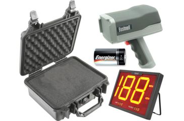 Image of OpticsPlanet Exclusive Bushnell Speedster III Radar Gun Ultimate Kit Bushnell SpeedScreen Radar Display, Speedster 3 Radar Gun, FREE Batteries, and Pelican Hard Case