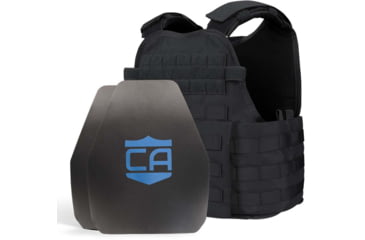 Image of Caliber Armor AR550 Level III+ Body Armor and Condor MOPC Package, Shooters Cut, Black, Medium/2XL, 19-AR550-MOPC-BK