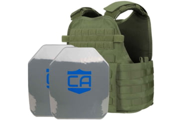 Image of Caliber Armor AR550 Level III+ Body Armor w/ PolyShield Spall Coat and Condor MOPC Package, SAPI Cut, OD Green, Medium/2XL, 19-AR550-MOPC-SAPI-SPC-OD