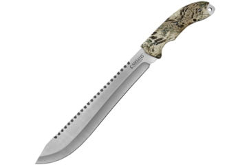 Image of Camillus Knives Hide Machete Fixed Blade Knife, 17in Overall, 12in Titanium Coated 420 SS Blade, Prym1 Camo Handle, Quadruple Edge Grind Sawback Blade, Black Nylon Belt Sheath, Prym1 camo, 19840