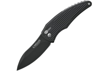 Image of Camillus Knives Wildfire 2 Folding Knife, 3.25in Black Carbonitride Titanium Coated Aus-8 SS Blade, Black Glass Filled Nylon Handle, Pocket Clip, Robo Quick Launch Linkage System, Black, 19816