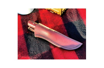 Image of Campcraft Outdoors Camp Knife, 8.75in Overall, 4in, 1095HC Steel Blade, Pecan Wood Handle, Leather Sheath, 640117981078