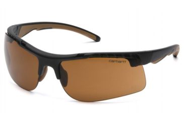 Image of Carhartt Rockwood Safety Glasses w/Sandstone Bronze Anti-Fog Lens ,polybag, Black/Tan, CHB718DT
