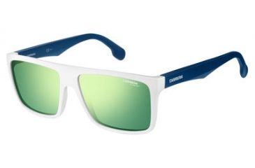 Image of Carrera 5039/S Sunglasses CA5039S-0WWK-Z9-5816 - Matte White Blue Frame, Green Multilayer Lenses, Lens Diameter 58mm, Distance Between Lenses 16mm