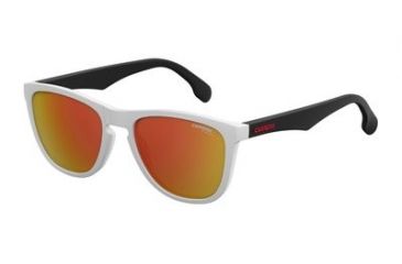 Image of Carrera 5042/S Sunglasses CA5042S-06HT-UZ-5519 - Matte White Black Frame, Red Mirror Lenses, Lens Diameter 55mm, Distance Between Lenses 19mm
