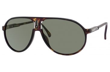 Image of Carrera Champion/H/I/S Sunglasses CHAMPHIS-0XEN-79-6212 - Dark Havana Matte Frame, Gray Green Lenses, Lens Diameter 62mm, Distance Between Lenses 12mm