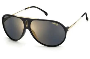 Image of Carrera Hot65 Sunglasses, Black Gold Frame, Grey Gold Mirror Lens, 716736372150