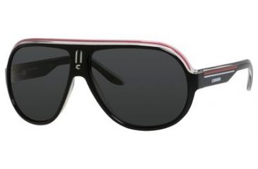 Image of Carrera Speedway/S Single Vision Prescription Sunglasses SPEEDS-0YZZ-RA-6312 - Lens Diameter 63 mm, Frame Color Black Crystal White Red