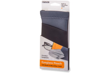 Image of Carson Eyeglass Pouch w/Built-in Microfiber Cloth, Black/Grey, 6.7x7.6in, EC-10BKGY