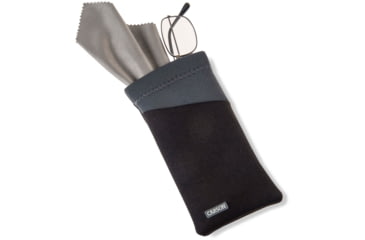 Image of Carson Eyeglass Pouch w/Built-in Microfiber Cloth, Black/Grey, 6.7x7.6in, EC-10BKGY