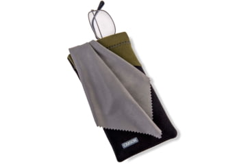 Image of Carson Eyeglass Pouch w/Built-in Microfiber Cloth, Black/Olive, 6.7x7.6in, EC-10BKOL