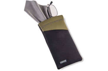 Image of Carson Eyeglass Pouch w/Built-in Microfiber Cloth, Black/Olive, 6.7x7.6in, EC-10BKOL