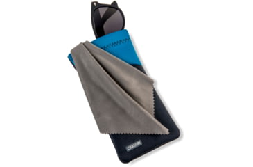 Image of Carson Eyeglass Pouch w/Built-in Microfiber Cloth, Grey/Blue, 6.7x7.6in, EC-10GYBU