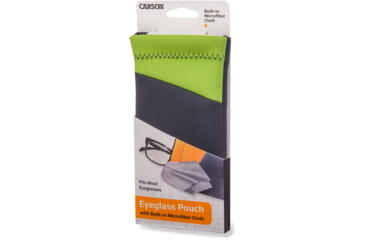 Image of Carson Eyeglass Pouch w/Built-in Microfiber Cloth, Grey/Green, 6.7x7.6in, EC-10GYGR