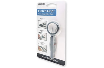 Image of Carson Fishn Grip 4x Magnifier w/Attached Precision Tweezers, Hook Cleaner, and Line Cutter OD-99
