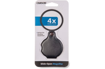 Image of Carson Slide-OpenGlass Magnifier 4x w/Attached Case, Black, Small, GN-11