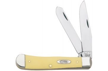 Image of Case 3254 CV Yellow Synthetic Trapper  Clip and Spey BladesFolding Knife., Yellow Synthetic  Handle, 4 1/8 00161