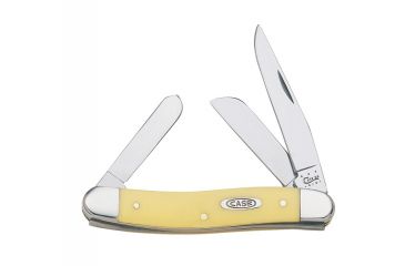 Image of Case Medium Stockman Three Blade Folding Knife, 2.57in Clip Point, 1.7in Sheepsfoot, 1.88in Spey Point, Tru-Sharp Stainless Steel, Yellow Synthetic handle, 00035
