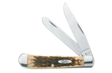 Image of Case 6254 SS Amber Trapper  Clip and Spey BladesFolding Knife, Amber Bone SS Handle, 4 1/8 00164
