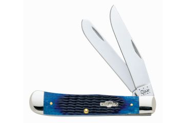 Image of Case 6254 SS Blue Bone Trapper  Clip and Spey BladesFolding Knife, Deep-Sea Jigged Blue Bone Handle, 4 1/8 02800