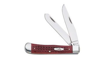 Image of Case 6254 SS Pocket Worn Old Red Trapper  Clip and Spey BladesFolding Knife, Red Bone Handle, 4 1/8 00783