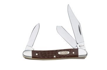 Image of Case 63087 SS Brown Synthetic Medium Stockman Clip, Spey and Pen Blades Jigged Brown Synthetic Handle Folding Knife, Jigged Brown Synthetic Handle, 3 3/8 00217