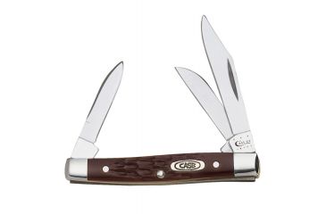 Image of Case 6333 SS Brown Synthetic Small Stockman  Clip, Sheepfoot and Pen Blades Folding Knife, Jigged Brown Synthetic Handle, 2 5/8 00081