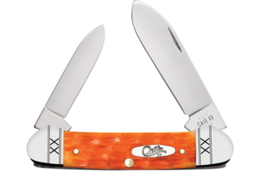 Image of Case Canoe Cayenne Bone Folding Knife, 3.63in Closed, Mirror Spear/Pen Blades, Cayenne Crandall Jigged Bone Handle, 35818