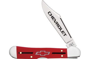 Image of Case Chevrolet Mini Copperlock Folding Knife, 3.63in Closed, 2.72in, Mirror Locking Clip Blade, Red Smooth Synthetic Handle, 33706