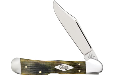 Image of Case CopperLock Micarta Folding Knife, 3.63in Closed, Mirror Locking Clip Blade, Black/Green/Natural Canvas Micarta Handle, 23473