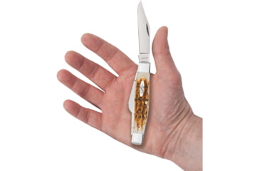 Image of Case Large Stockman Amber Bone Folding Knife, 4.25in Closed, Mirror Clip/Sheepsfoot/Spey Blades, Amber Jigged Bone Handle, 10724