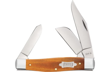 Image of Case Large Stockman Micarta Folding Knife, 4.25in Closed, Mirror Clip/Sheepsfoot/Spey Blades, Natural Canvas Micarta Handle, 23693