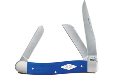 Image of Case Md Stockman Blue G10 Folding Knife, 3.63in Closed, Satin Clip/Sheepsfoot/Spey Blades, Blue G10 Handle, 16752