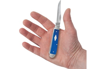 Image of Case Mini Trapper Blue G10 Folding Knife, 3.5in Closed, Satin Clip/Spey Blades, Blue G10 Handle, 16751