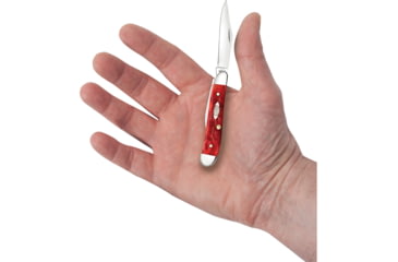 Image of Case Peanut Dark Red Bone Folding Knife, 2.88in Closed, Mirror Carbon Steel Clip/Pen Blades, Dark Red Jigged Bone Handle, 31948