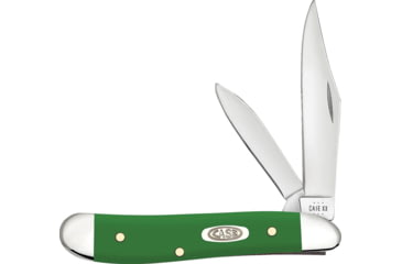 Image of Case Peanut Green Synthetic Folding Knife, 2.88in Closed, Mirror Clip/Pen Blades, Green Smooth Synthetic Handle, 53393