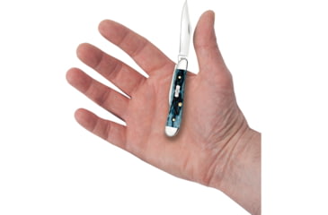 Image of Case Peanut Mediterranean Blue Folding Knife, 2.88in Closed, Mirror Clip/pen Blades, Pocket Worn Mediterranean blue Jigged Bone Handle, 51858