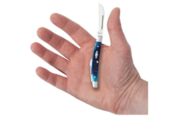 Image of Case Small Congress Blue Bone Folding Knife, 3.13in Closed, SS, Mirror Sheepsfoot/Pen Blades, Blue Jigged Bone Handle, 2845