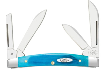 Image of Case Sm Congress Carib Blue Folding Knife, 3.13in Closed, Mirror Sheepsfoot/Spear/Pen/Coping Blades, Caribbean Blue Sawcut Bone Handle, 25586