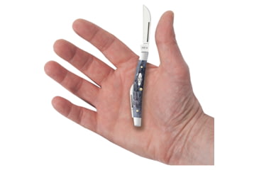 Image of Case Small Congress Pocket Worn Gray Folding Knife, 3.13in Closed, Carbon Steel, Mirror Sheepsfoot/Pen Blades, Pocket Worn Crandall Gray Jigged Bone Handle, 58422
