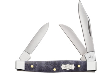 Image of Case Small Stockman Purple Maple Folding Knife, 2.63in Closed, Mirror Clip/Sheepsfoot/Pen Blades, Purple Curly Maple Handle, 80547
