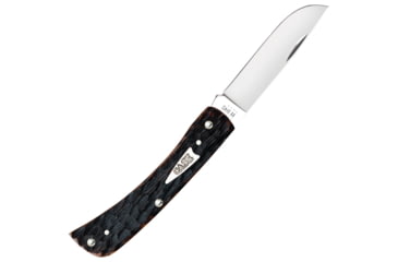 Image of Case Sod Buster Jr Brown Bone Folding Knife, 3.63in Closed, Mirror Skinner Blade, Brown Peach Seed Jigged Bone Handle, 42653