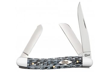 Image of Case Black &amp; White Carbon Fiber - Medium Stockman Folding Knive, Surgical Steel Sheepfoot and Spey Blades, Black and White Handle, 3.625in Closed, 38923