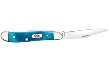 Image of Case Caribbean Blue Bone - Sawcut Jig Peanut Folding Knive, Surgical Steel Clip and Pen Blades, Caribbean Blue Bone Handle, 2.875in Closed, 25596