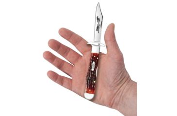 Image of Case Cheetah Folding Knive, Chrome Vanadium Steel Embellished locking Clip Blade, Chestnut Bone Handle, 4.375in Closed, 07019
